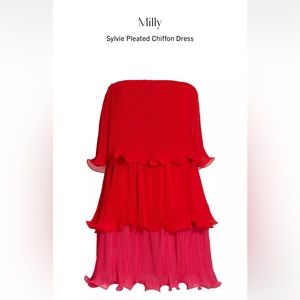 NWT Milly  Sylvie pleated chiffon dress